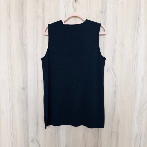Eileen Fisher Womens Tank Top Size PL Black Wool Quiet Luxury Minimalist Office - Picture 6 of 6